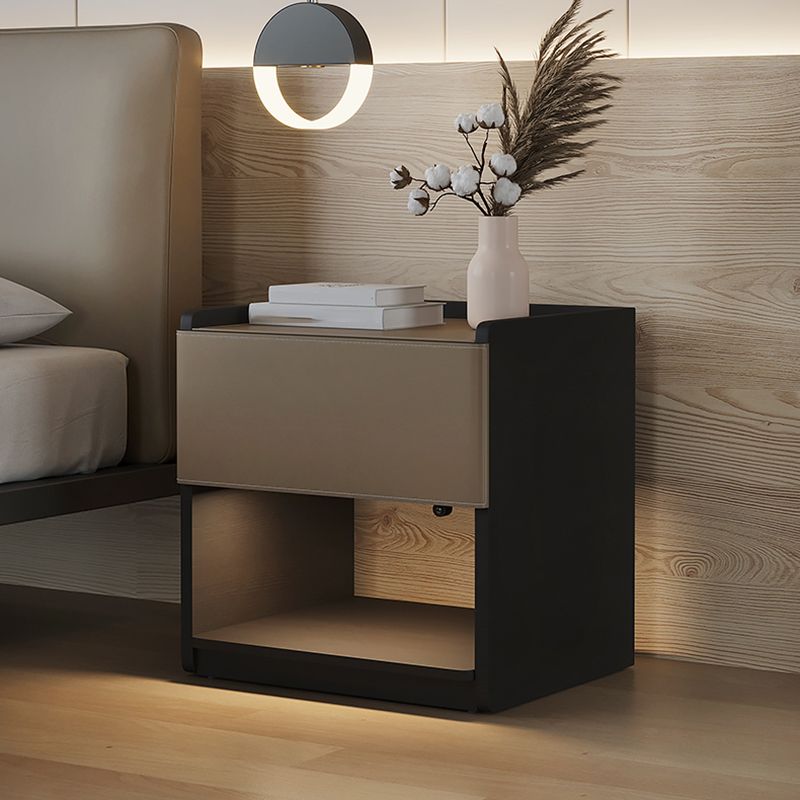 20" Tall 1 - Drawer Nightstand Modern Faux Leather Nightstand