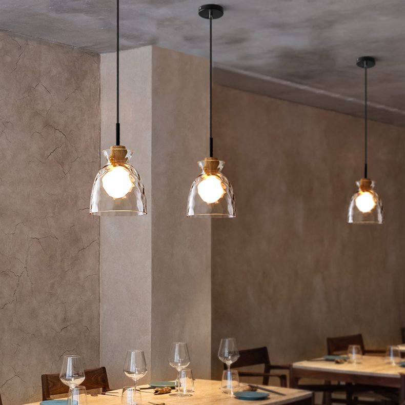 1-Light Geometric Shape Hanging Light Nordic Style Pendant Lamp with Clear Glass Shade