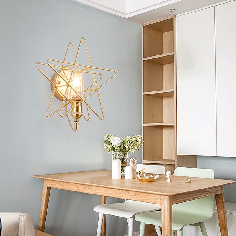 Modernist Wall Sconce Star-Shade Sconce Light with Metal for Bedroom