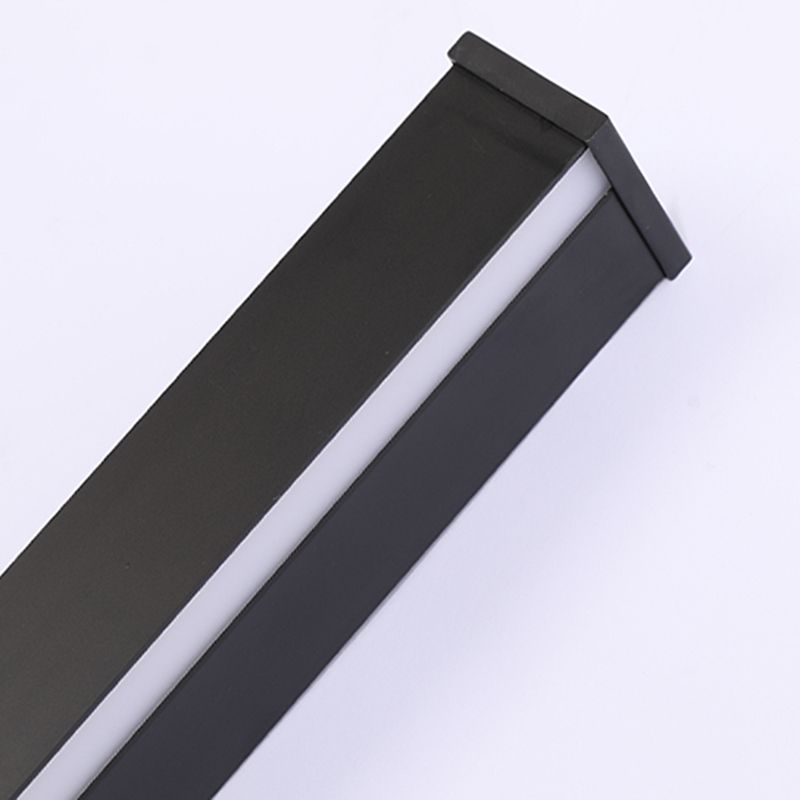 Modern Style Long Strip Shade Wall Sconce Metal 1 Light Sconces in Black for Bedside