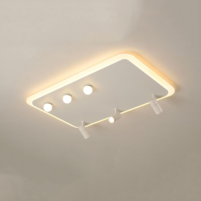 White Flush Mount Ceiling Light LED Ceiling Lamp Fixture with Spotlights for Bedroom