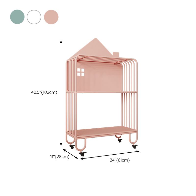 Contemporary Antique Finish Shelf Bookcase Metal Bookshelf with Shelves