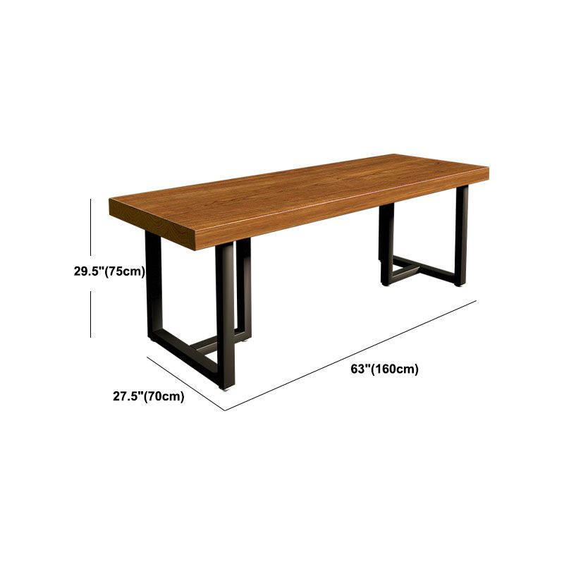 Brown Rectangular Office Desk Wooden Home Writing Desk with Metal Legs