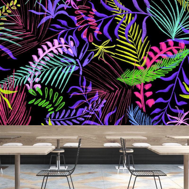 Mildew Resistant Ornamental Wall Mural Tropical Botanical Leaves Wall Covering for Accent Wall