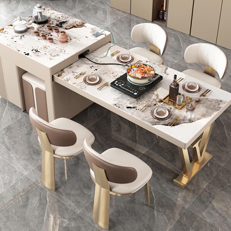 Nordic Glam Style Chair Dining Armless Chairs for Kitchen with Metal Legs