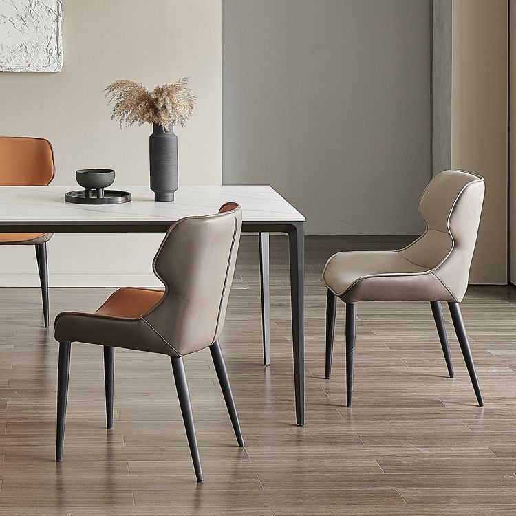 Contemporary Sintered Stone Dining Sets with Rectangle Table and Metal 4 Legs Base Dining Furniture