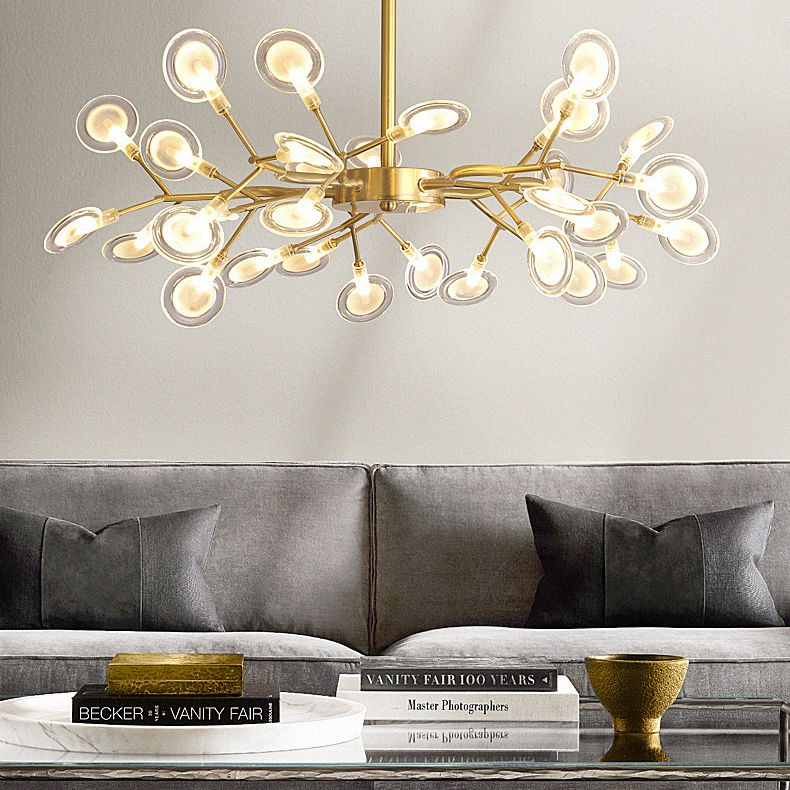 Gold Firefly Adjustable Pendant Light in Modern Luxury Style Copper Sputnik Ceiling Light with Acrylic Shade