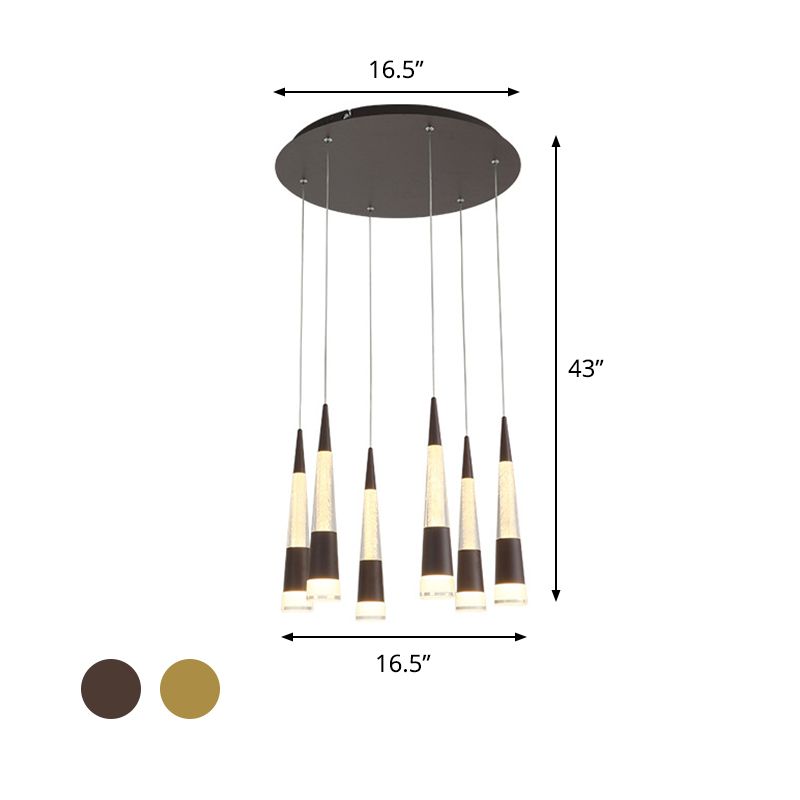 Modern Style Draping Multi Hanging Light Height Adjustable Aluminum 6 Bulbs Dining Room LED Pendant Lighting in Black/Gold