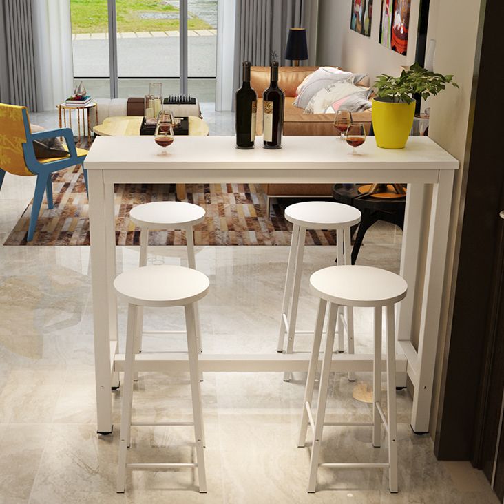 Modern Style Rectangle Bar Table Wood Bistro Bar Desk with Trestle Base