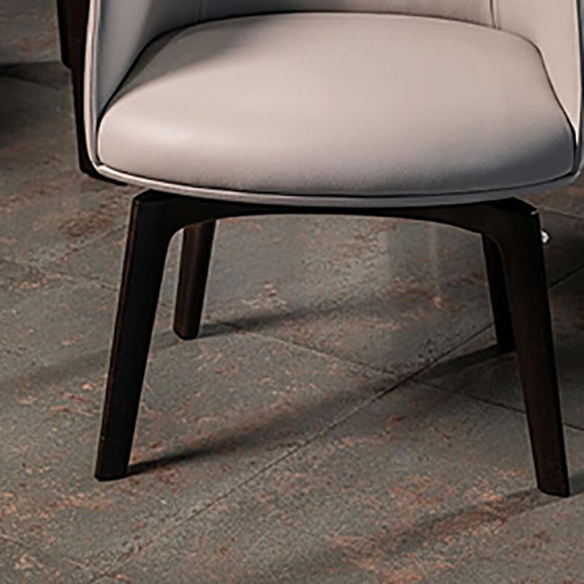 Modern Leather Armrest Fixed Backrest Black Base Upholstered Armed Chair