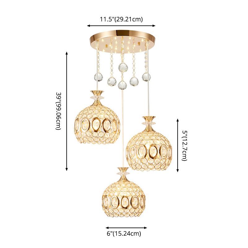 Cluster à ananas doré Éclairage pendentif éclairage moderniste cristal de lampe suspendue