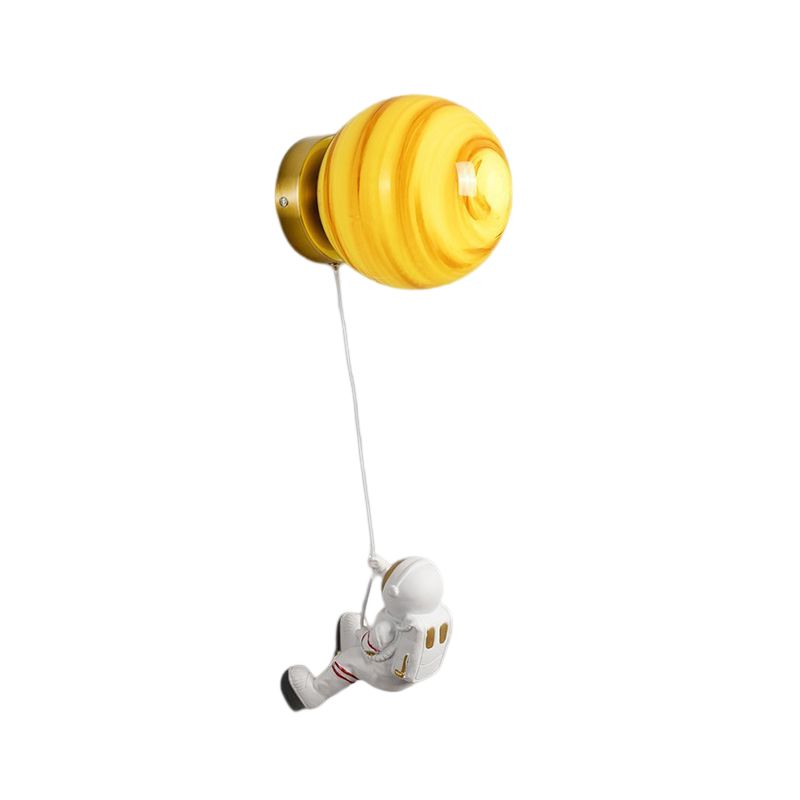 Flush Mount Metal Lighting Children Globe Shaded Wall Light for Bedroom
