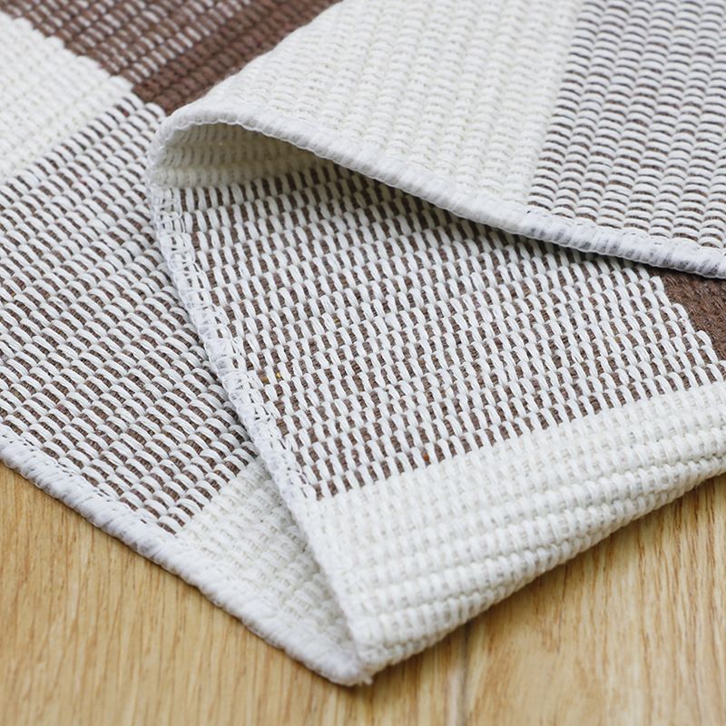 Classic Buffalo Plaid Rug Brown Funky Carpet Cotton Machine Washable Rug for Bedroom