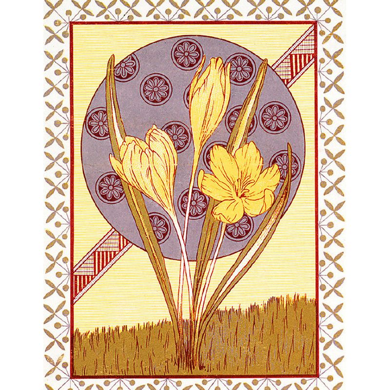 Wandtattoo mit Vintage-Blüten für die Inneneinrichtung, individuell bedruckte Wandverkleidung in Lila und Gelb
