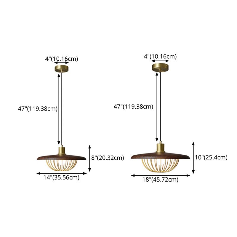 Wood Modern Pendant Light 1-Light Hanging Ceiling Light for Dining Room