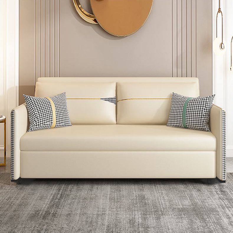 39.37" Wide Faux leather Sleeper Sofa White Pillow Included Sofa Bed