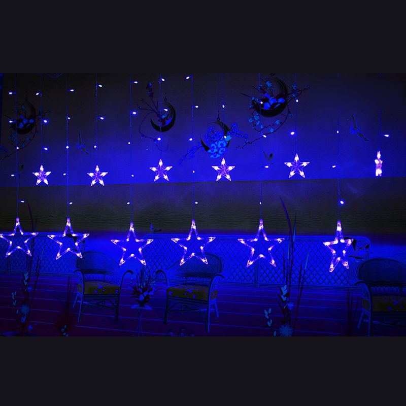 White Star Curtain String Light Art Decor 12-Head Plastic Christmas Light for Outdoor