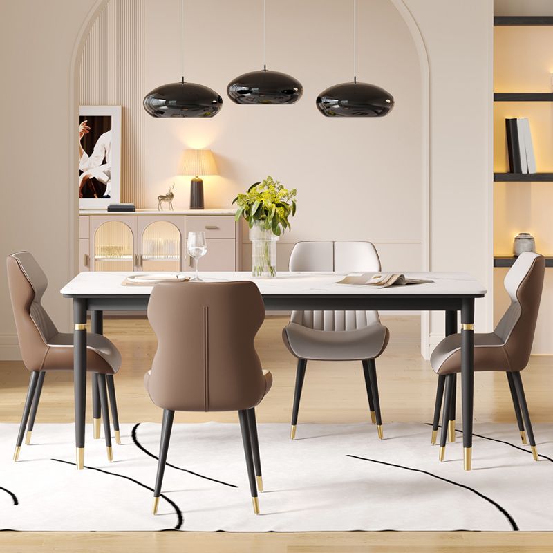 Nordic 1/4/5/7 Pieces Dining Set Rectangle Stone Dining Table for Dining Room Kitchen