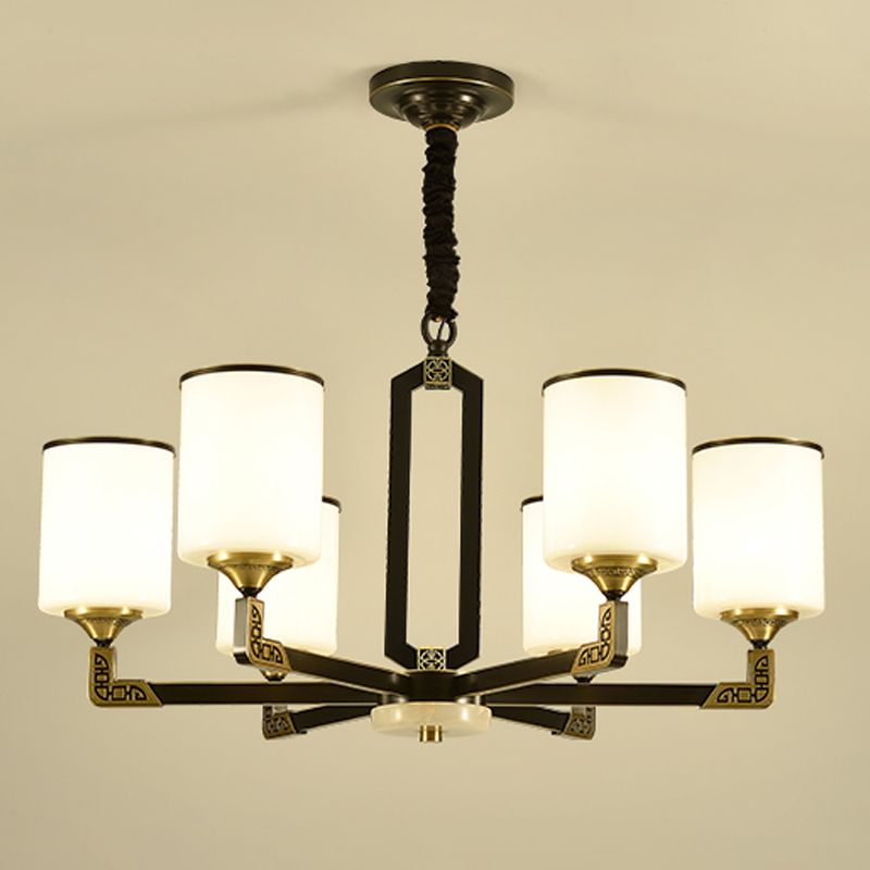 Contemporary Concise Hanging Light Glass Cylindrical Chandelier for Interior Spaces