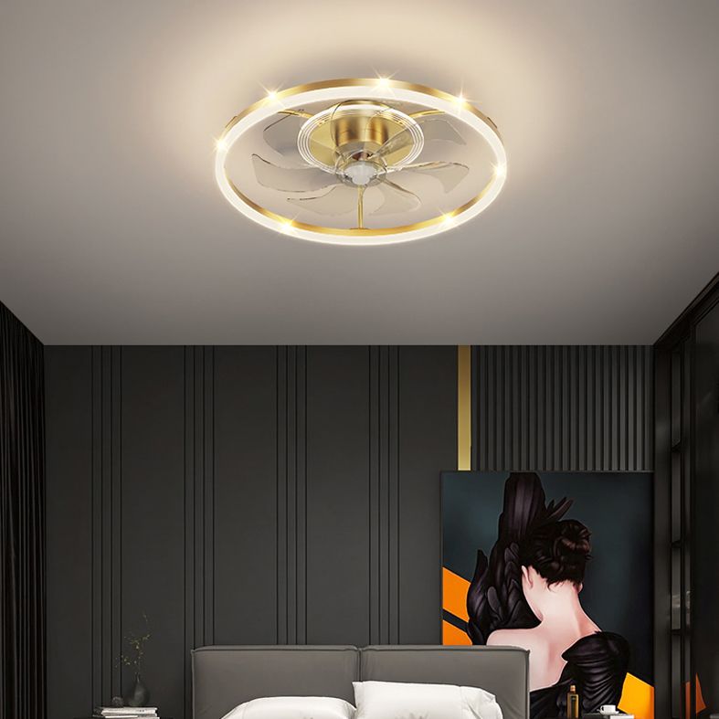 Lampada a ventola a soffitto circolare con finitura dorata LED MIMINALIST METALE SEMI FLUSH LUCE