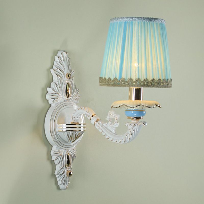 Candle Style Wall Lamp Vintage Metal Wall Light Fixture with Lampshade for Bedroom