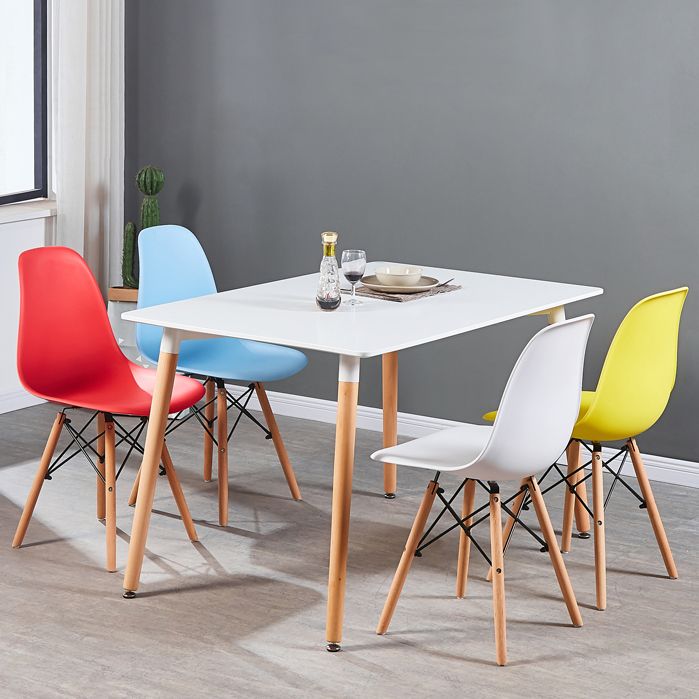 Contemporary Style Plastic Dining Chair Home Side Solid Back Chair for Kitchen