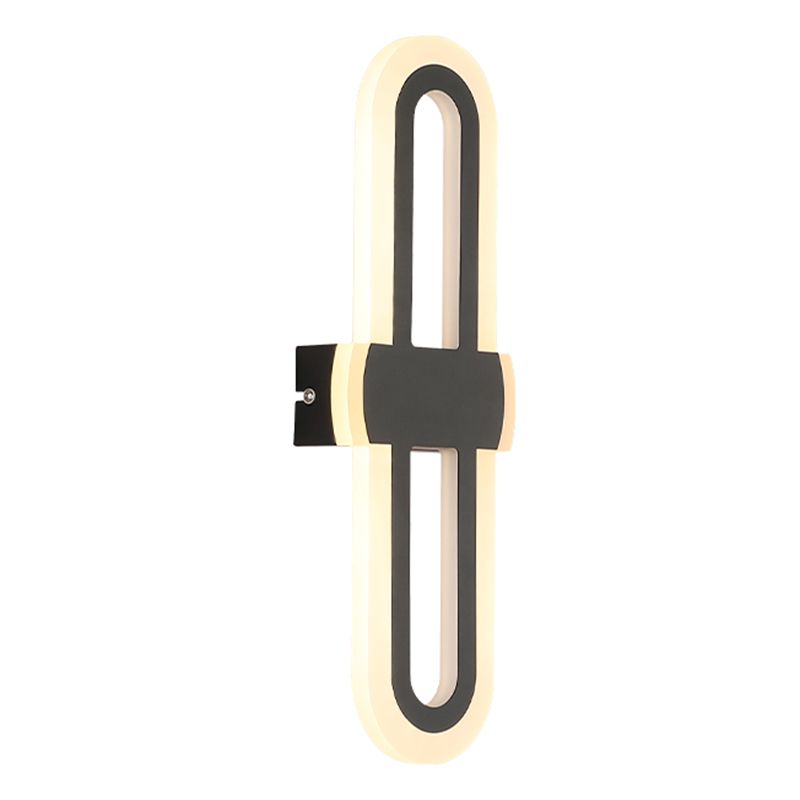 Cronique en métal simple contemporain Lumière murale à LED noire pour chambre à coucher