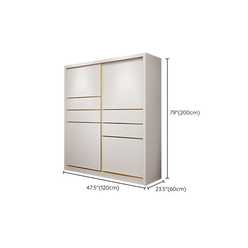 Modern Sliding Door Wardrobe for Bedroom White Cabinet with Drawers