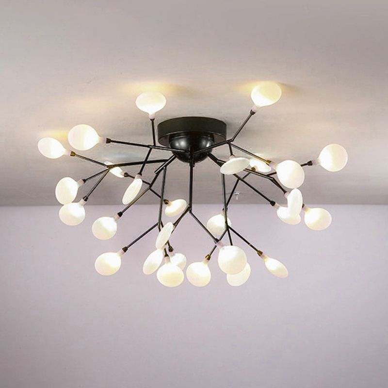 Metallic Tree Branch LED Semi Flush Light Nordic Style Flush Mount Ceiling Chandelier