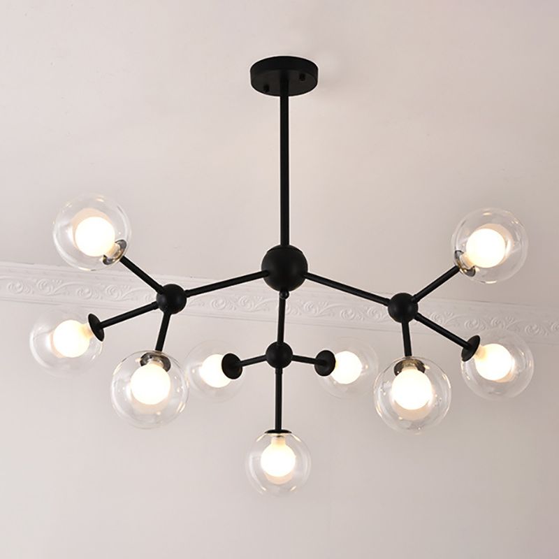 Lampade del lampadario in metallo nero moderno lampade a sospensione a sospensione multipla per soggiorno