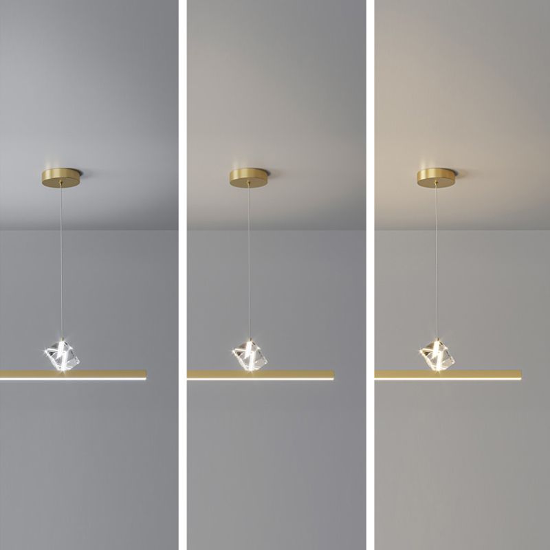 1 Light Linear Island Light Fixtures Modernism Crystal Island Pendant Lights for Kitchen