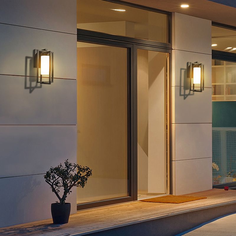 Modernism Wall Sconce White Glass Sconce Light Fixture for Courtyard