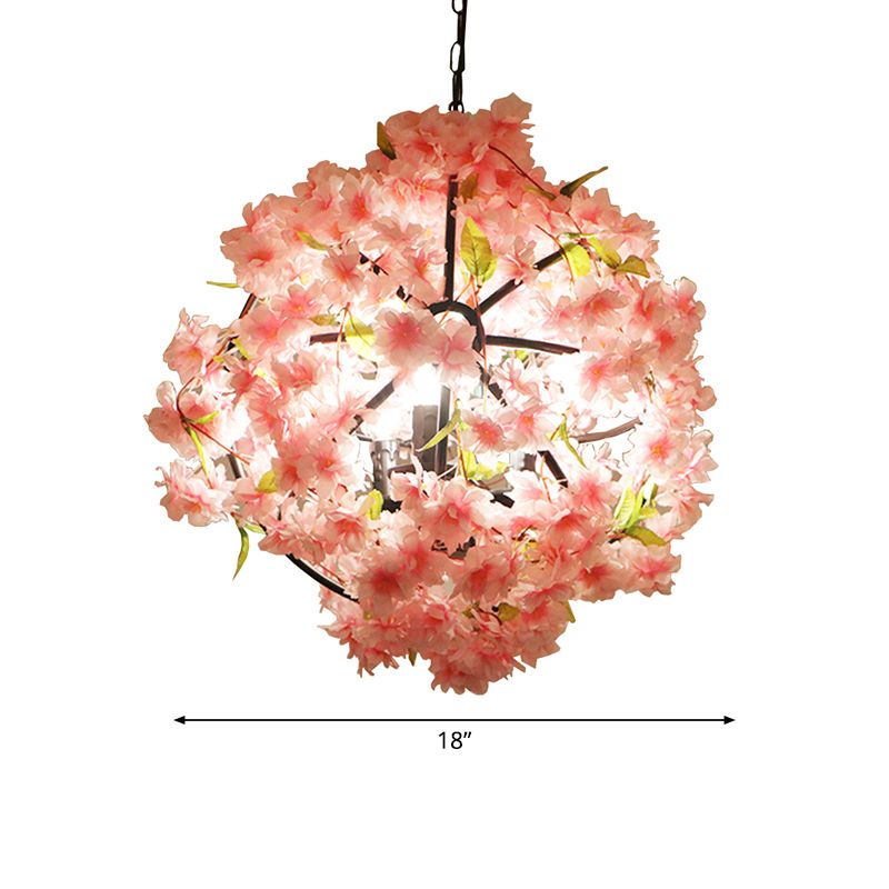 Pink Cherry Blossom Chandelier Farmhouse Metal Dining Room Suspension Light Fixture