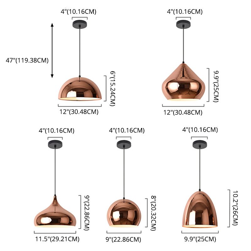 Postmoderne 1-Licht-Hanglampe Roségold geometrischer Anhänger Licht mit Metallschatten