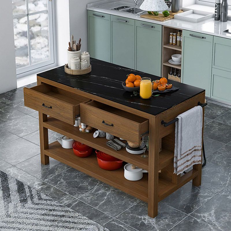 Dining Room Kitchen Island Table Open Storage Marble Prep Table