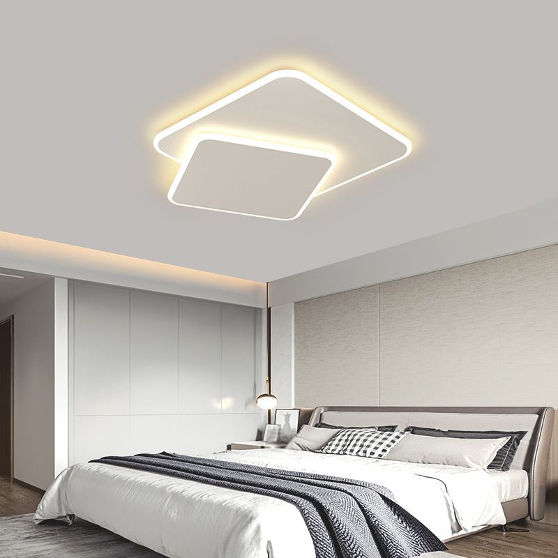 Metal Geometric Ceiling Mount Light Fixture Modern LED Ceiling Light in White
