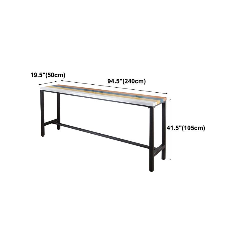 Rectangle Colorful Top Counter Table Metal Black Legs 42-inch Height Industrial Bar Table