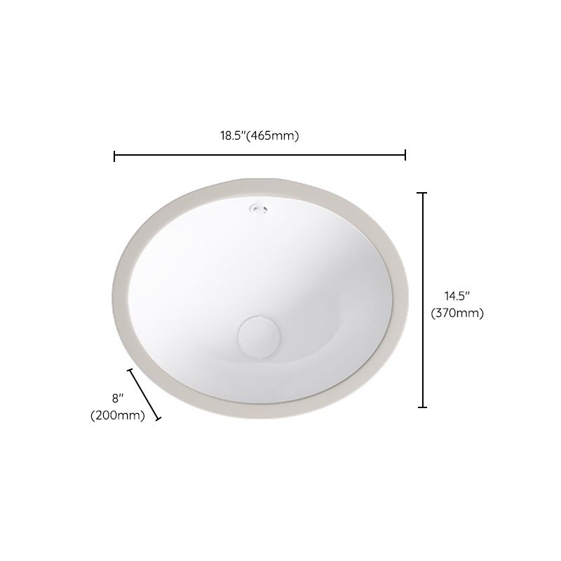 Modern Bathroom Sink Pop-Up Drain Porcelain Solid Color Oval-Shape Vessel Lavatory Sink