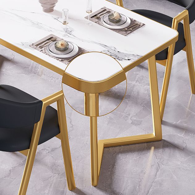 Modern Rectangle Dining Table Wood Tabletop with Double Pedestal Base
