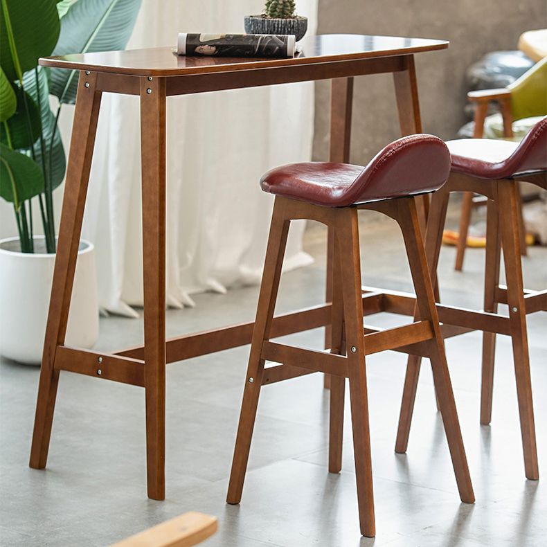 Contemporary 29-inch Upholstered Barstool Rubberwood Footrest Home Stool