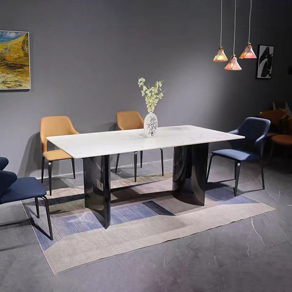 Industrial Dinner Table Stone Rectangle Dining Site Table for Home