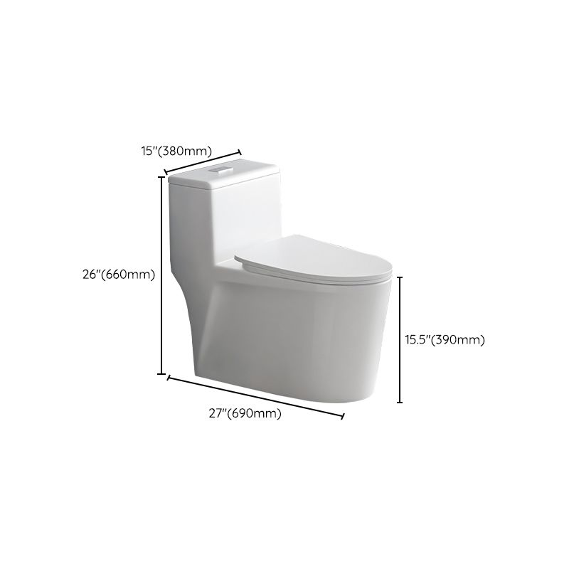 Contemporary Siphon Jet Toilet Bowl White Ceramic All-In-One Toilet