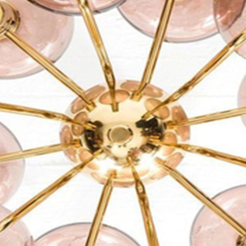 Luce a ciondolo a globo di vetro in lampadario di ferro elettroplato moderno in stile lusso in oro