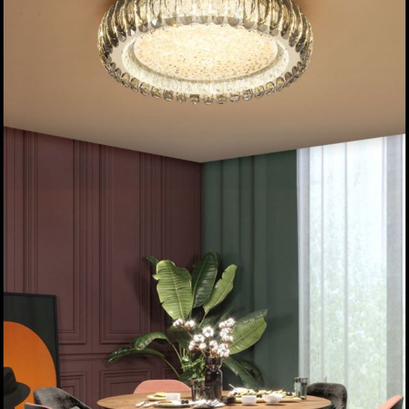 Donut Led Flush Light Fixture Minimalist Crystal Chrome LED Massimale Luce per Bedroom