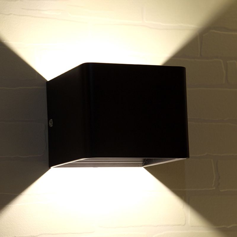 2-Light Contemporary White/Black Wall Mounted Sconce Rectangle Wall Light