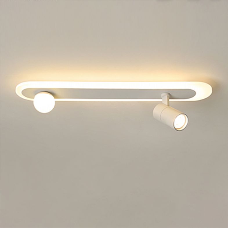 Metal Oval Shade Flush Ceiling Light Modern Multi Lights Flush Mount Fixture in White