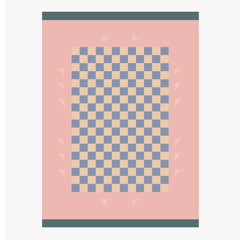 Classical Indoor Carpet Funky Plaid Print Rug Stain Resistant Carpet for Home Decor