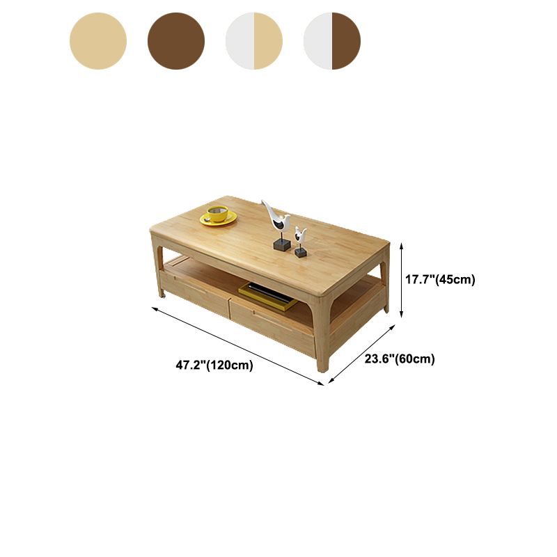 23.62 inch Wide Scandinavian Style Coffee Cocktail Table Solid Wood Coffee Table