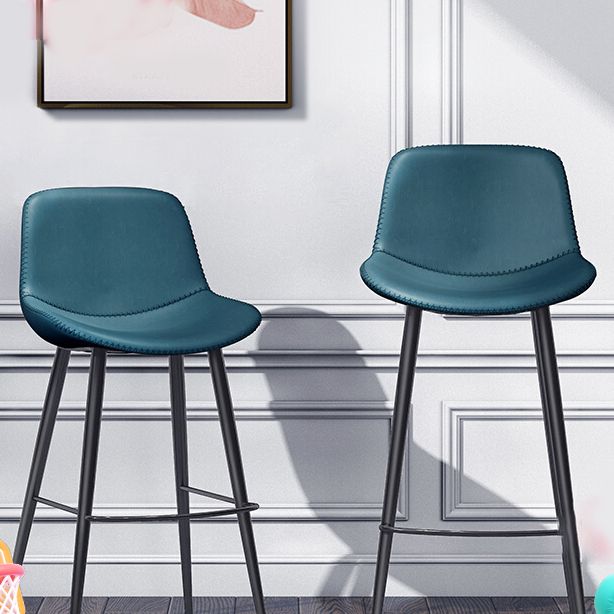 Leather Bar Stool Modern Backrest Counter Stool for Bristol with Metal Legs