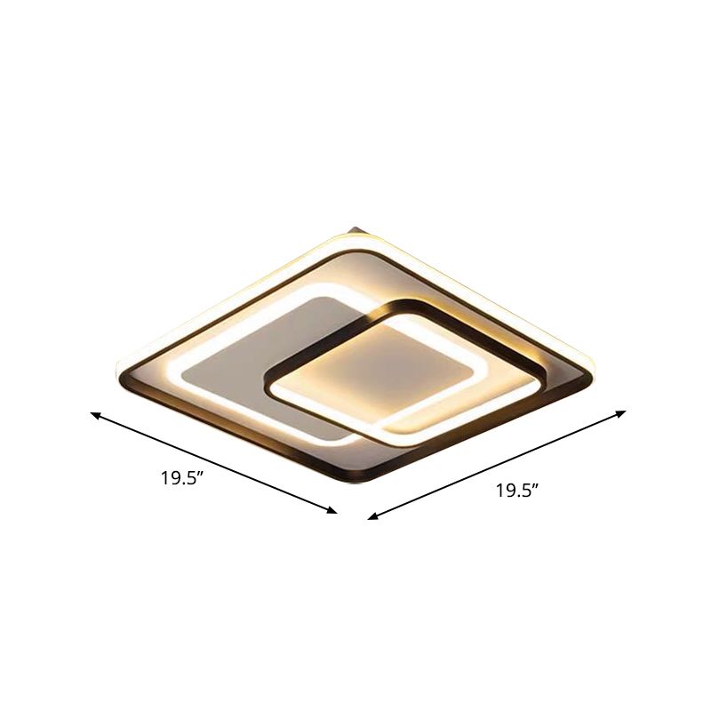 Novelty Minimalist LED Ceiling Lamp Black Triple-Round/Square/Rectangle Flush Mount Light with Acrylic Shade, Warm/White Light